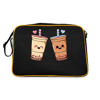 Bubble Tea Pearl Milk Tea Boba Tea Milk Gift - Retro Bag - black/gold - Back