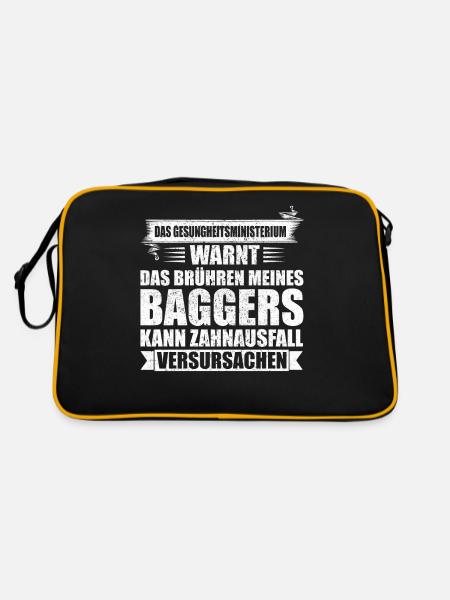 Lustiges Baggerfahrer Bagger Baggerführer baggern - Retro Tasche - Schwarz/Gold - Hinten