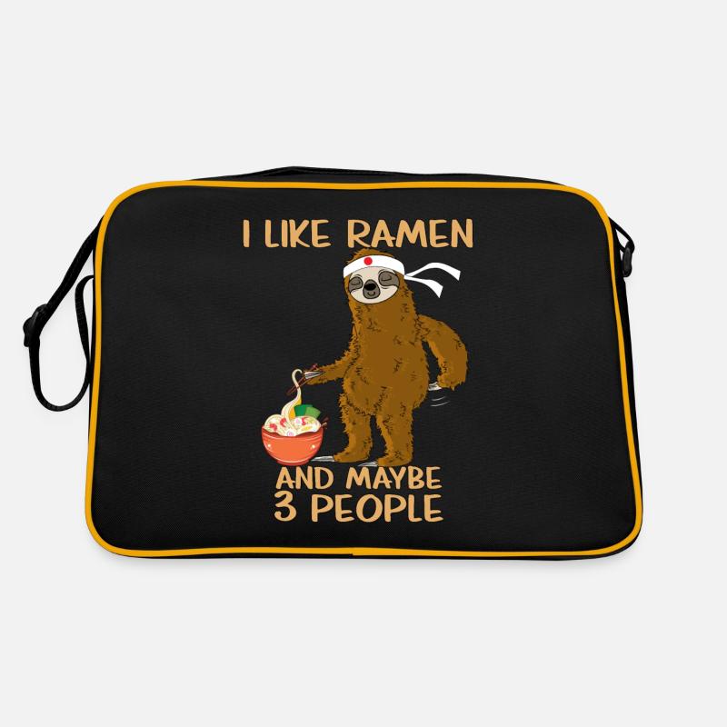 I Like Ramen And Maybe 3 People mit einem Faultier Retro Tasche