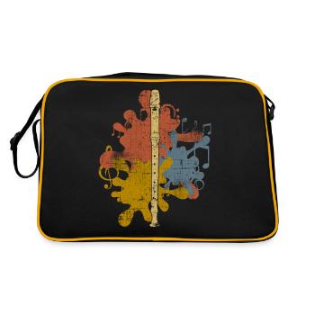 Flöte - Retro Tasche - Schwarz/Gold - Hinten