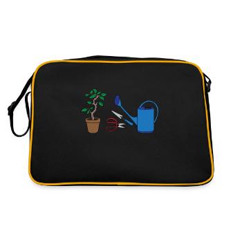 Garten Gärtner Gartenarbeit Pflanzen Blumen Acker - Retro Tasche - Schwarz/Gold - Hinten