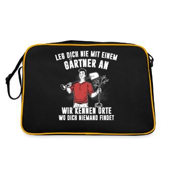 Leg dich nie mit einem Gärtner an - Retro Tasche - Schwarz/Gold - Hinten