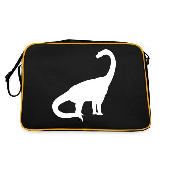 Retro Brachiosaurus Druck, Dinosaurier Tee, - Retro Tasche - Schwarz/Gold - Hinten