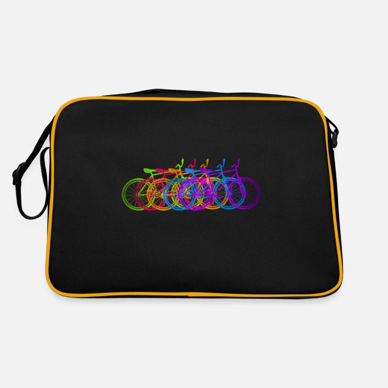 Fahrräder bunt Räder - Retro Tasche - Schwarz/Gold