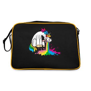 Pooping Unicorn Poop Passing Breaking Funny - Retro Bag - black/gold - Back