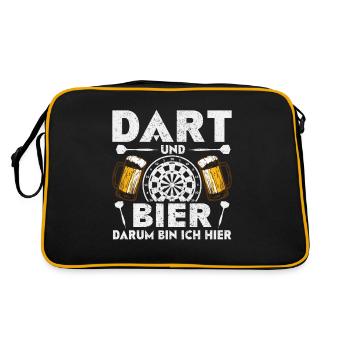 Darts Darten · Dart und Bier darum sind wir hier - Retro Tasche - Schwarz/Gold - Hinten