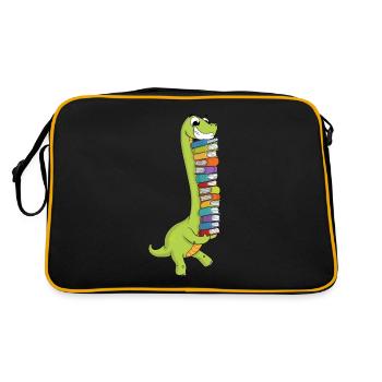 Dinosaures Dino Livre Lire Livres de ver de bibliothèque - Sac Retro - noir/or - Dos