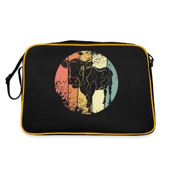 Kuh retro Bauer - Retro Tasche - Schwarz/Gold - Hinten