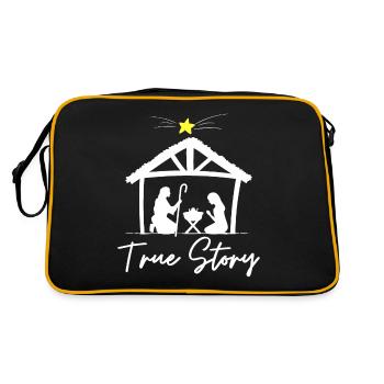 True Story Christmas Jesus Nativity print, - Sac Retro - noir/or - Dos