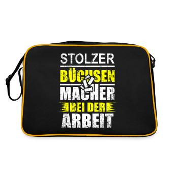 Büchsenmacher Spruch - Retro Tasche - Schwarz/Gold - Hinten