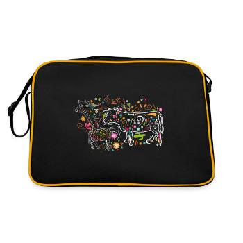 Vache animal vache ferme cadeau · fleurs - Sac Retro - noir/or - Dos