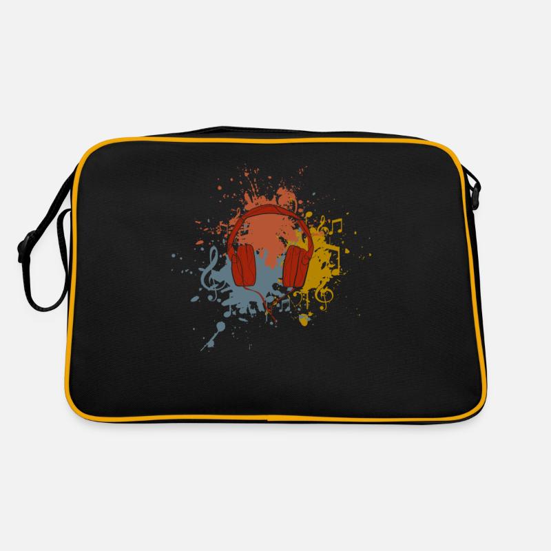 Kopfhörer retro Musik - Retro Tasche - Schwarz/Gold