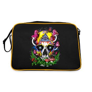 Champignon Magique Skull Psychedelic Fungus Trip - Sac Retro - noir/or - Dos