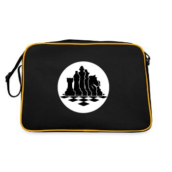 Schach Schachbrett Strategie Taktik Geschenk - Retro Tasche - Schwarz/Gold - Hinten