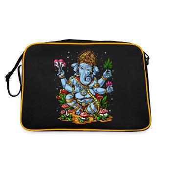 Ganesha Éléphant Hindou Dieu Psychédélique Mauvaises Herbes - Sac Retro - noir/or - Dos