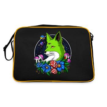 Fox Alien Space UFO Third Eye Animal - Retro Bag - black/gold - Back