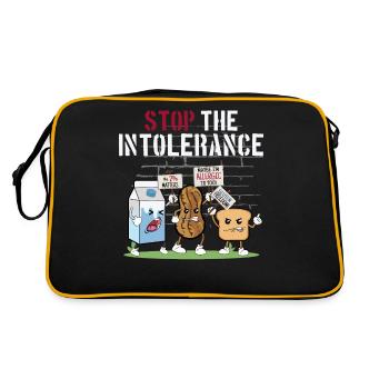 Food Allergies Joke Grafik - Stoppen Sie die Intoleranz - Retro Tasche - Schwarz/Gold - Hinten