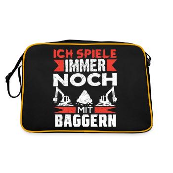 Baggerfahrer Bagger baggern · Ich noch mit Baggern - Retro Tasche - Schwarz/Gold - Hinten