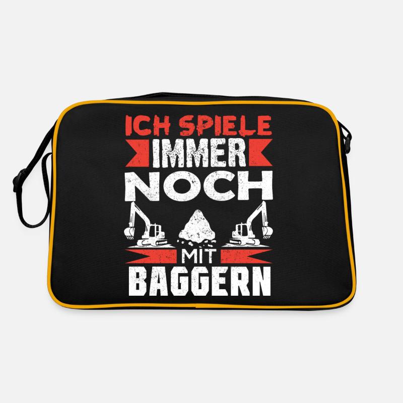 Baggerfahrer Bagger baggern · Ich noch mit Baggern - Retro Tasche - Schwarz/Gold