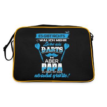 Dart Darts darten Geschenk Shirt · Papa Vater - Retro Tasche - Schwarz/Gold - Hinten