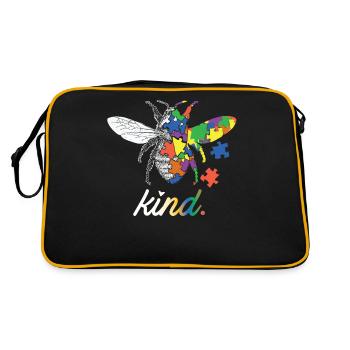 Bee Kind Beautiful Autism Awareness Gift print - Retro Bag - black/gold - Back