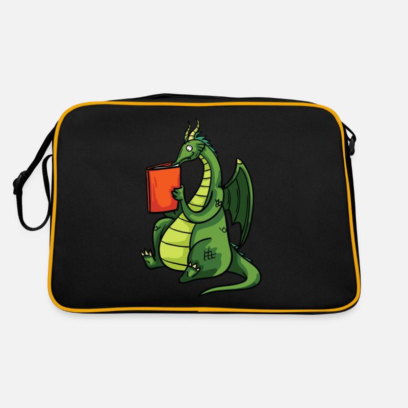Drache Bücher Buch Lesen Bücherwurm Geschenk Retro Tasche