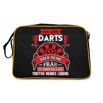 Dart Darts darten Geschenk Shirt·Frau Volltreffer - Retro Tasche - Schwarz/Gold - Hinten