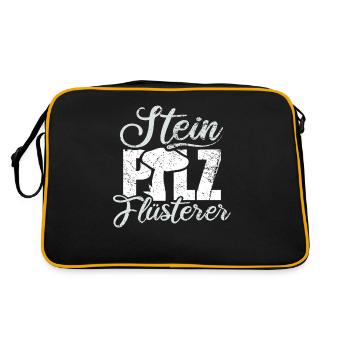 Steinpilz Fluesterer Pilzsammler - Retro Tasche - Schwarz/Gold - Hinten