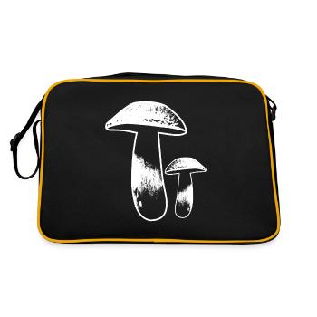Steinpilze Pilze - Retro Tasche - Schwarz/Gold - Hinten