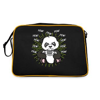 Panda Pandas Zocken Zocker Gamer PC Gift - Retro Bag - black/gold - Back