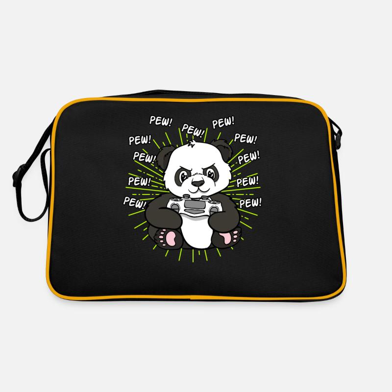 Panda Pandas Zocken Zocker Gamer PC Gift - Retro Bag - black/gold