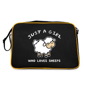 Nur ein Mädchen, das Schaf Grafik liebt, Schaf Tee, - Retro Tasche - Schwarz/Gold - Hinten