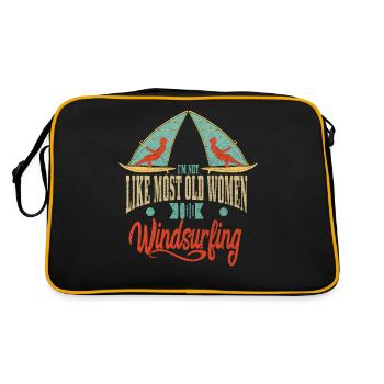 Windsurfer Frauen Windsurferin windsurfen - Retro Tasche - Schwarz/Gold - Hinten