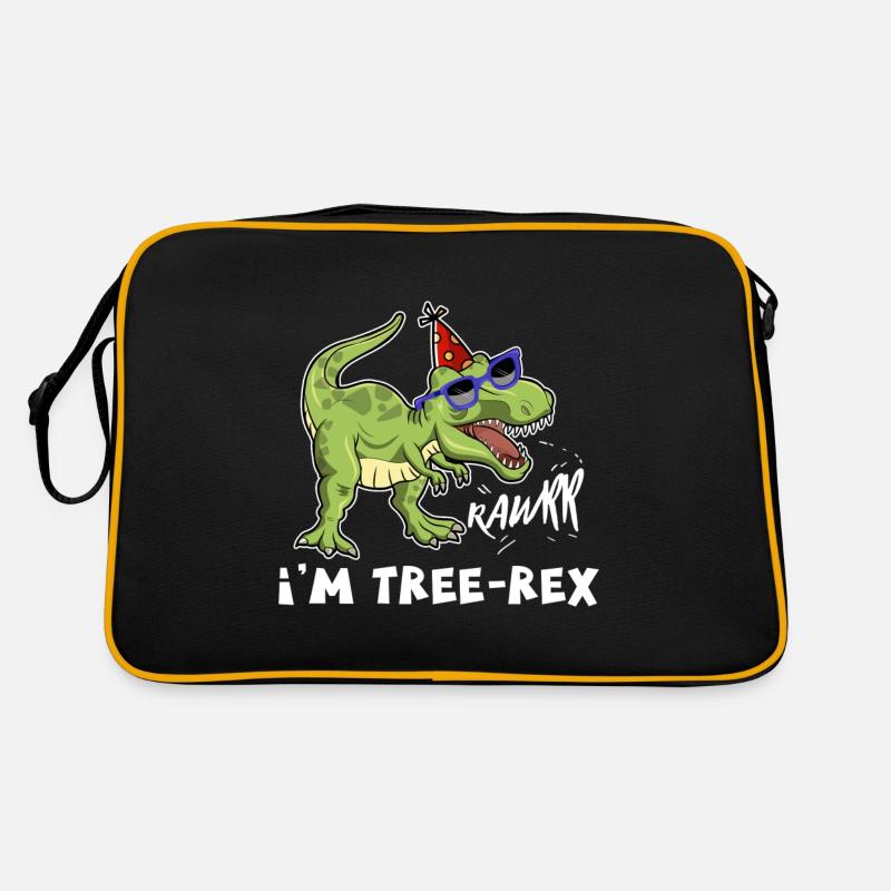 Dinosaure anniversaire Tee, 3e anniversaire impression, trois Sac Retro