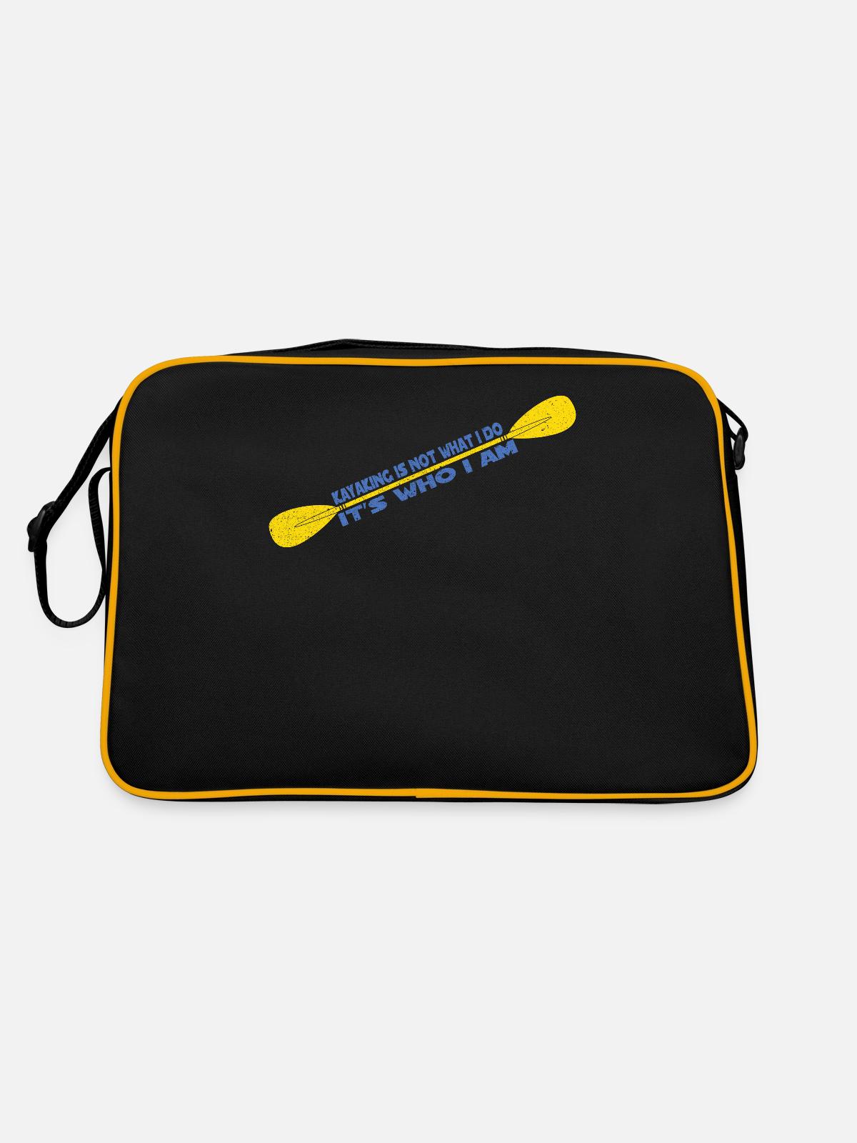 Kayaking Tshirt Kayak - Retro Bag - black/gold - Back