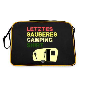 Letztes sauberes Camping Shirt - Retro Tasche - Schwarz/Gold - Hinten