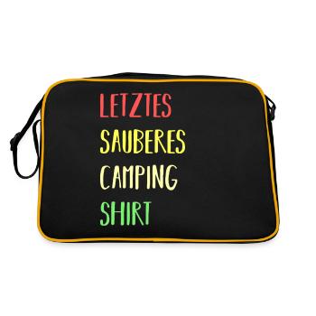 Letztes sauberes Camping Shirt - Retro Tasche - Schwarz/Gold - Hinten