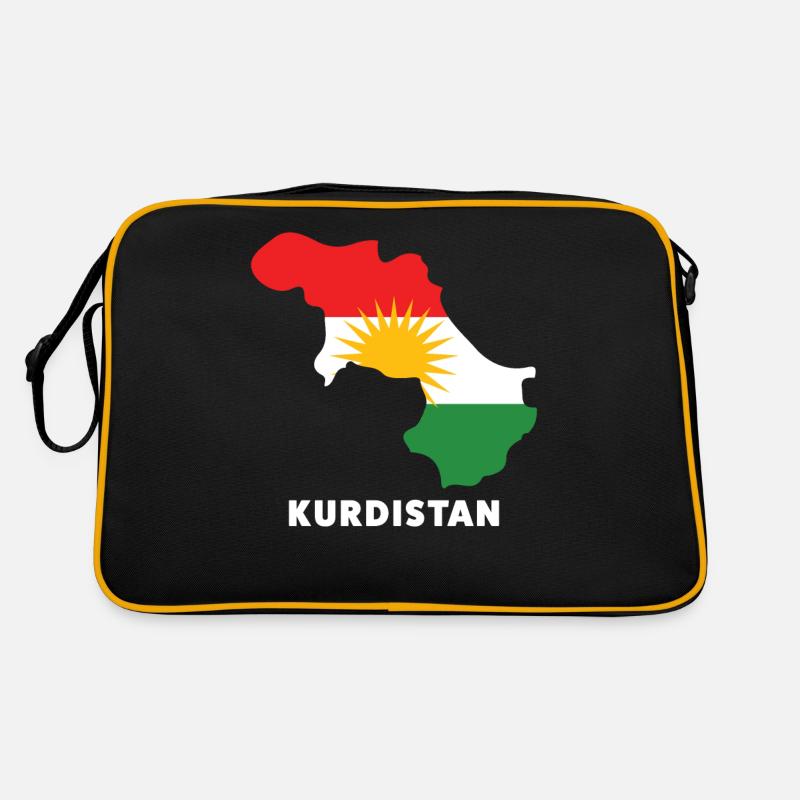 Kurdistan Flagge - Retro Tasche - Schwarz/Gold