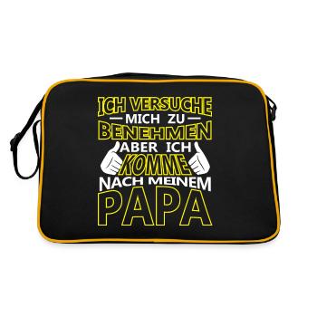 Ich versuche mich zu benehmen Papa - Retro Tasche - Schwarz/Gold - Hinten