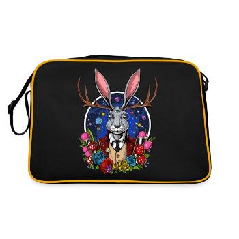 Psychedelische Jackalope - Retro Tasche - Schwarz/Gold - Hinten