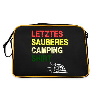 Letztes sauberes Camping Shirt - Retro Tasche - Schwarz/Gold - Hinten