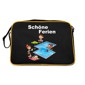 Schöne Ferien - Retro Tasche - Schwarz/Gold - Hinten