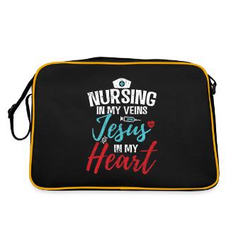 Christliche Krankenschwester - Retro Tasche - Schwarz/Gold - Hinten