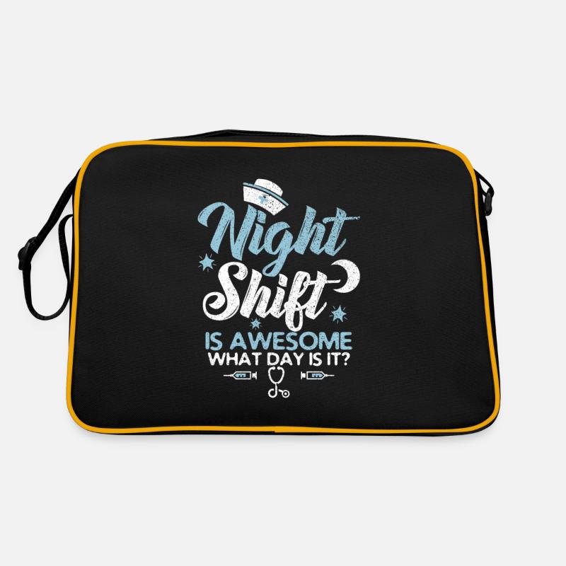 Nachtschicht ist fantastisch! - Retro Tasche - Schwarz/Gold