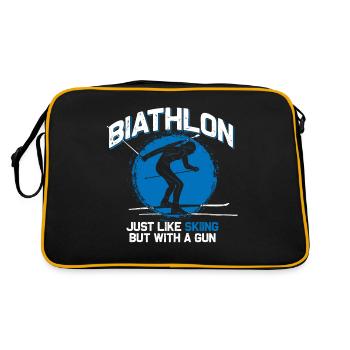 Biathlon Ski Schießen - Retro Tasche - Schwarz/Gold - Hinten