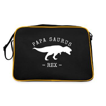 papasaurus vater vatertag dad papa paps daddy - Retro Tasche - Schwarz/Gold - Hinten