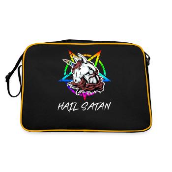 Unicorn Funny Hail Satan Unicorn Gift - Retro Bag - black/gold - Back