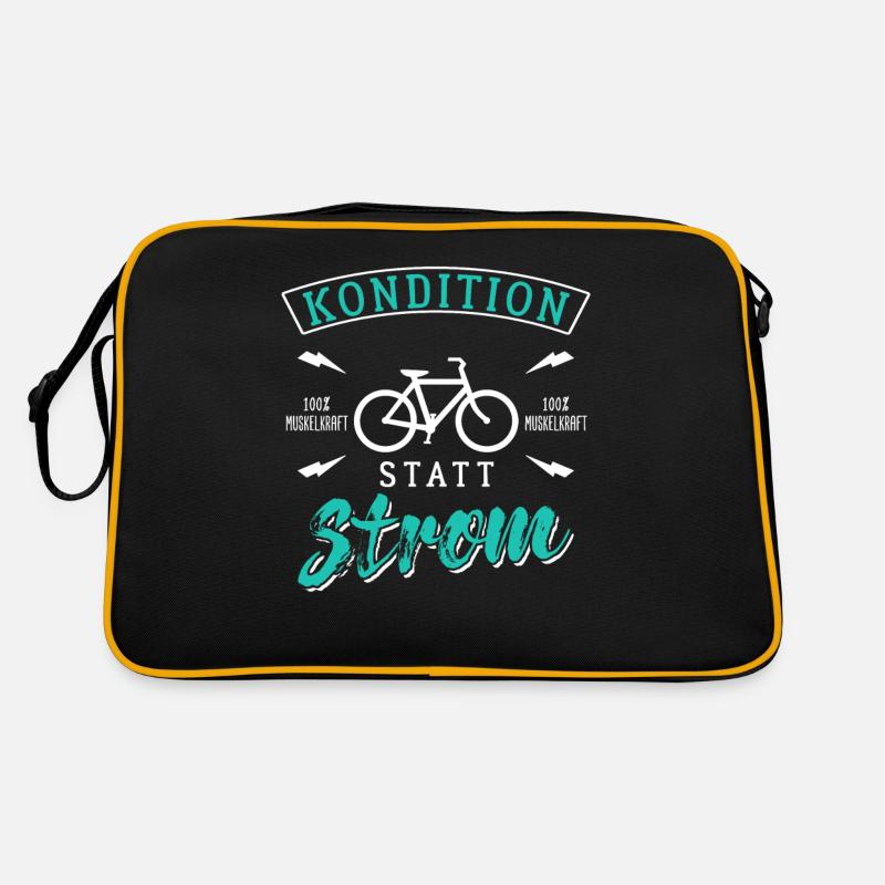 Kondition statt Strom - Retro Tasche - Schwarz/Gold