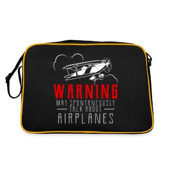 Warning Talk About Airplanes graphic, Aviation - Retro Bag - black/gold - Back