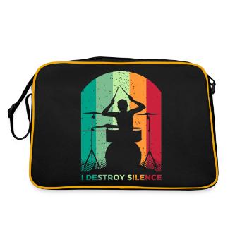 Drums Gift Drummer Percussion - Retro Bag - black/gold - Back